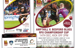 branding design and print of Ampthill Rugby Club new image